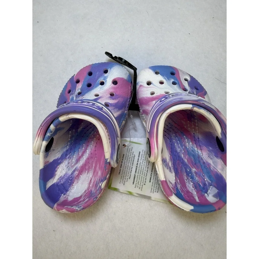 Crocs Classic Clog Toddler C4 Pink Purple Marbled Slip On Shoes Kids NWT